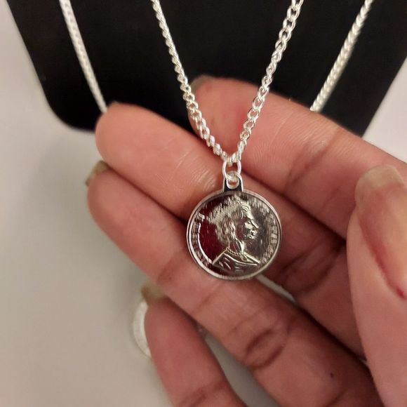 Silver tone Layered Look Necklace with Coins - Picture 6 of 7